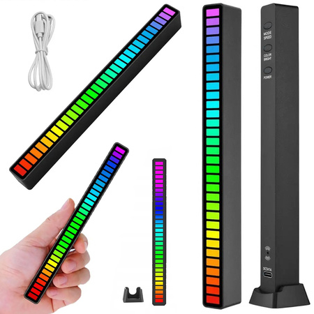 USB VIEDOL ZVUKOVÁ ODOZVA VIACFAREBNÉ NEÓNOVÉ RGB BATÉRIE