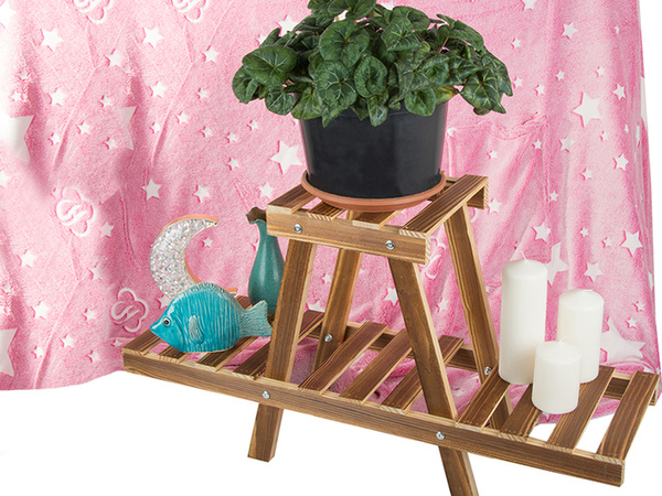 Flowerbed stand wooden flower pot two-storey shelf