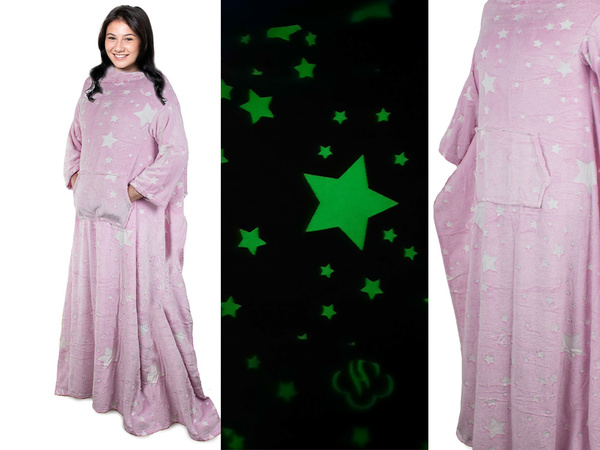 Blanket with sleeves fleece warm sweatshirt dressing gown neon