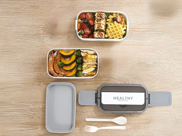 Boîte à déjeuner avec séparateurs boîte empilable xxl couverts lunchbox 1400ml
