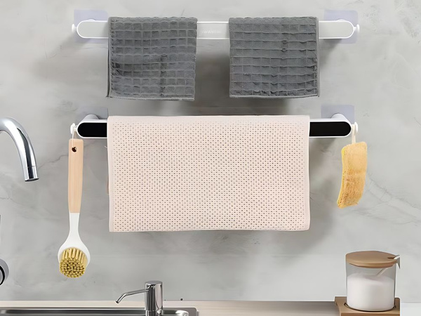 Wandmontierter badezimmer-handtuchhalter nicht-invasive klebebefestigung