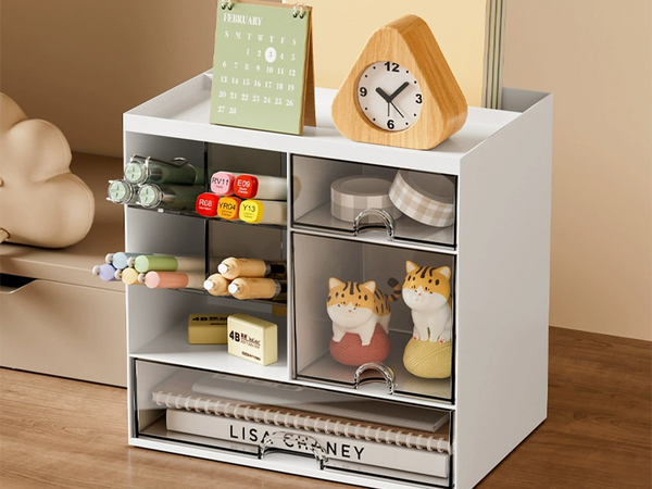 Cabinet organiser desk organiser shelves for cosmetics small items drawers