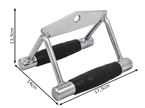Double triangular handle for overhead hoist lower steel exercise