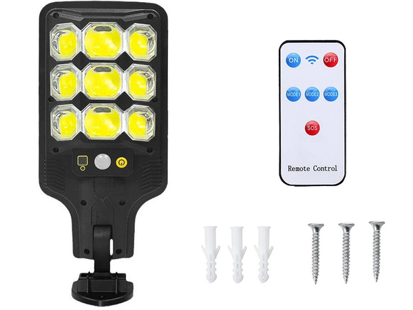 Cob farola solar exterior con sensor de movimiento y crepuscular + mando a distancia