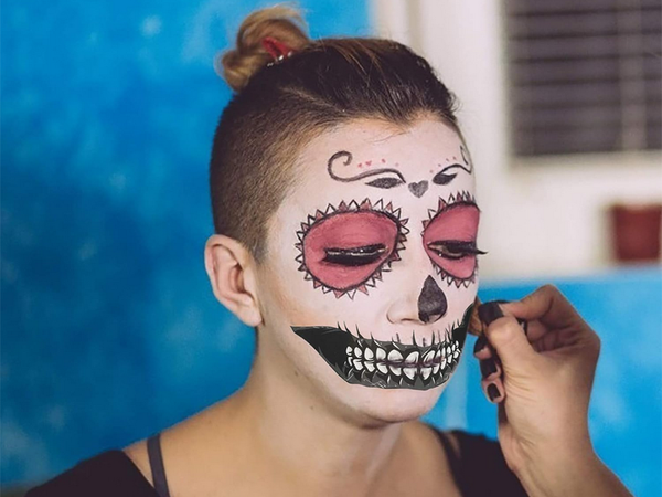 Tetovanie halloween falošné zuby realistické umývateľné dočasné prestrojenie