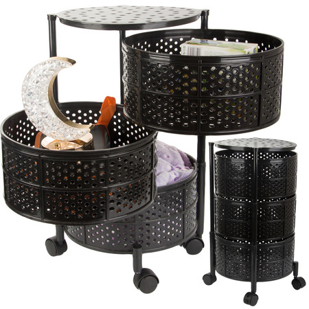 Kitchen shelf cupboard on wheels mobile trolley table 3 tier basket