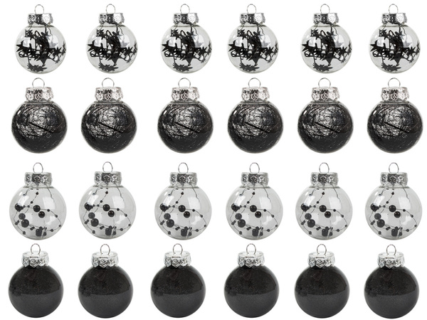 Bombes de choinka pour choin 6cm set de 24 vacances noires