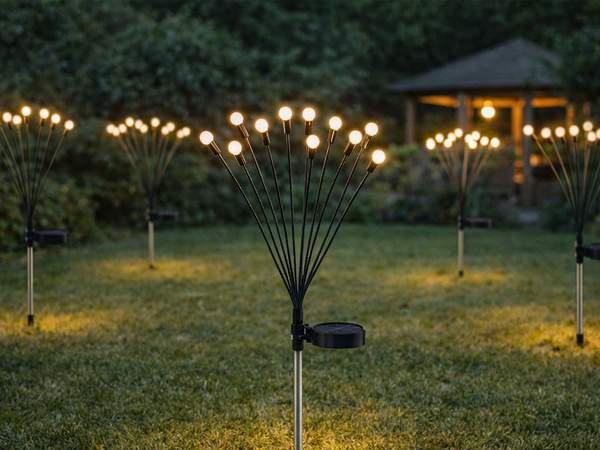 SOLAR GARDEN LIGHTS BALLS 2 PIECES WITH 8 LED LIGHTS EACH, 70 CM LONG