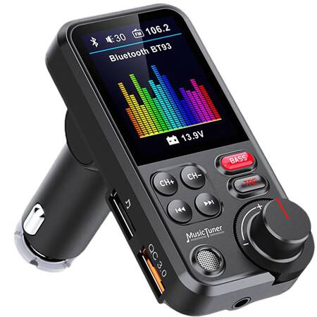 Bluetooth raidītājs 5.0 fm skaļrunis usb qc tf bass lcd 12-24v