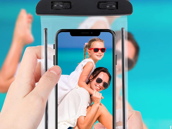 Veekindel ümbris telefoni jaoks bassein rannas kajakiga ümbris telefoni jaoks