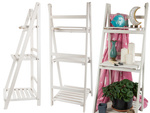 Wooden standing flower bed ladder three shelves plant shelf