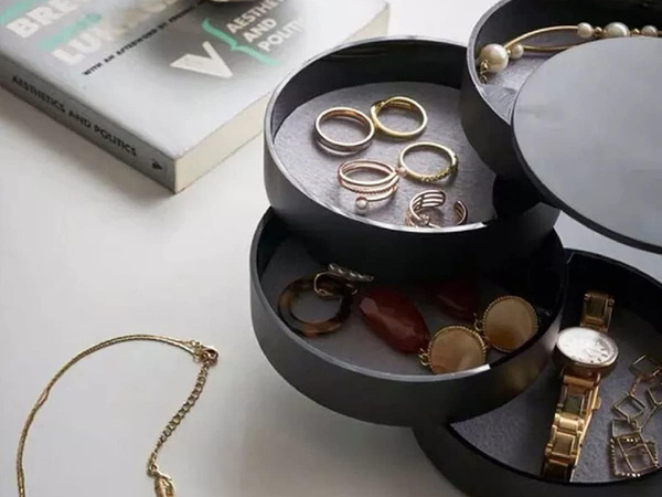 Schmuckkästchen-organisator runde ausziehbare box
