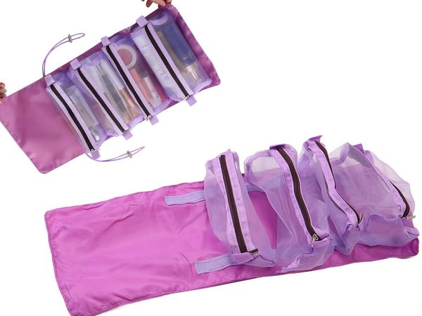 Articole de toaletă de călătorie roll funcțional 4 în 1 fermoar pentru produse cosmetice