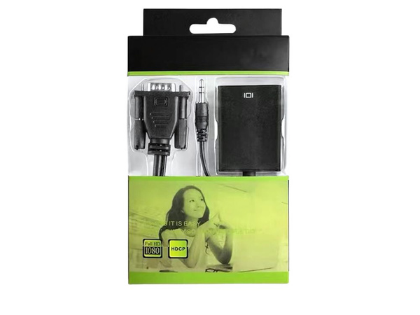 Kábel vga-hdmi full hd d-sub átalakító adapter 3,5 jack és usb csatlakozóval
