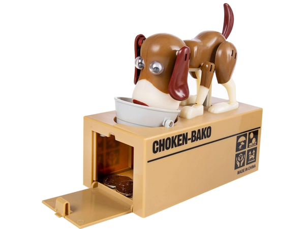 Seapank koer sööb münte interaktiivne müügiautomaat seif suur