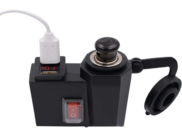 Zásuvka zapaľovača cigariet motocyklový voltmeter 2x usb