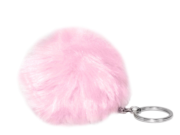 Raktų žiedas pakabukas krepšys pomponas kailio tinsel rankinės