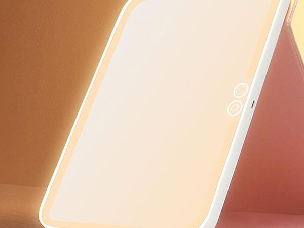 Led illuminated make-up mirror lockable hand mirror in case