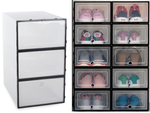 Shoebox organiser box container with flap cabinet