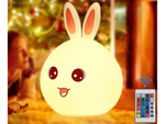 Lampe de chevet led lapin télécommandée rgb usb pour enfants