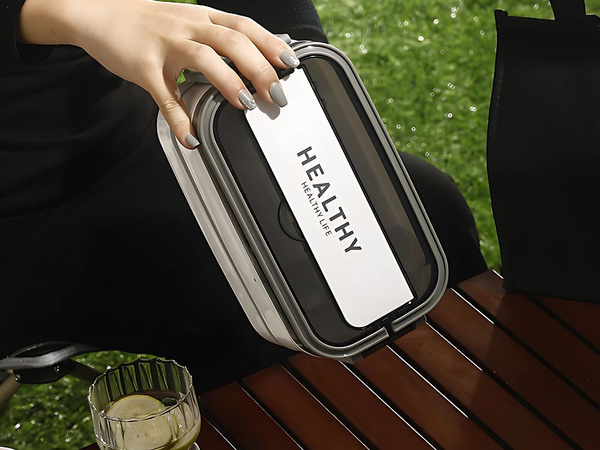 Cutie de mic dejun cu separatoare stivuire container xxl tacâmuri lunchbox 1400ml