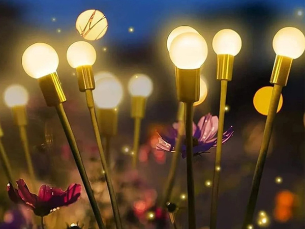 SOLAR GARDEN LIGHTS BALLS 2 PIECES WITH 6 LED LIGHTS EACH, 70 CM LONG