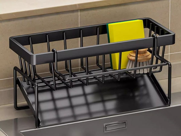 Sink basket sponge organiser liquid kitchen utensils metal drip tray