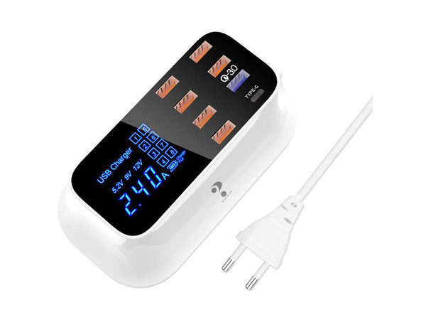 Cargador de teléfono 8 x usb qc 3.0 tipo c