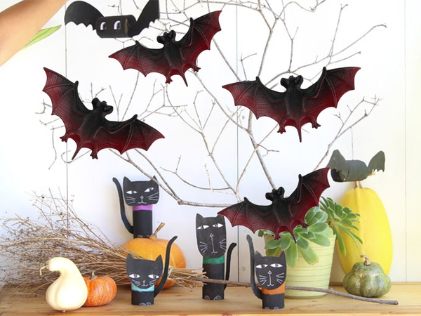 Halloween denevér dekoráció denevér 4 db-os készlet