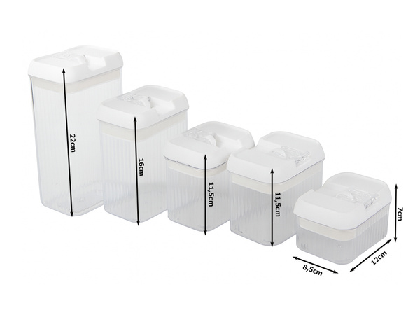 Contenants de cuisine pour aliments pour pâtes contenant avec joint set de 5 pièces