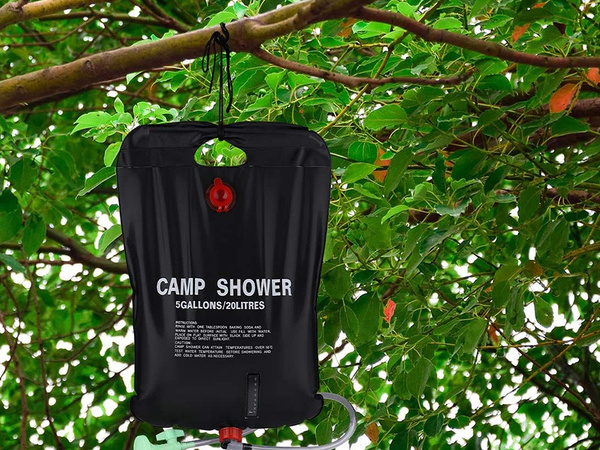 Solar heated camping shower 20l