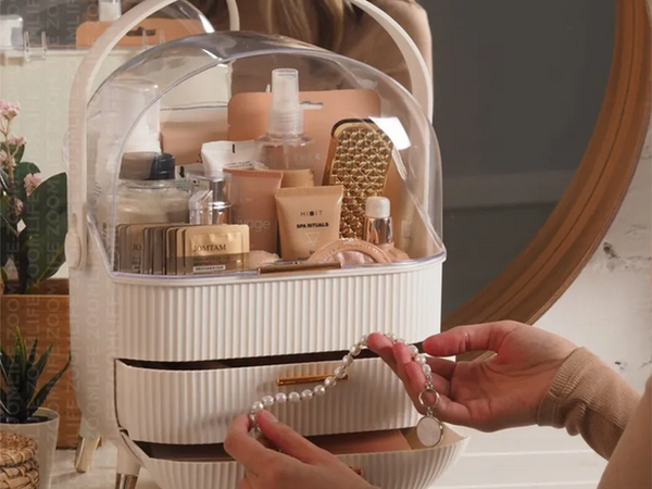 Cosmetics organiser with drawers spacious large handle elegant