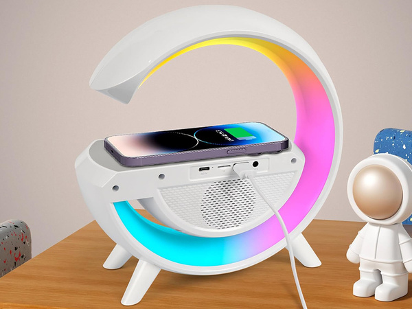 Led svetloba rgb igralni polnilec indukcijski zvočnik budilka radijska ura