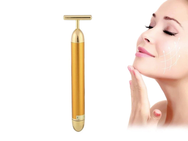Gold bar vibrating facial massager