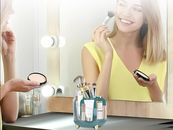 Organizator cosmetice bijuterii rotativ 360 pentru machiaj perii sicriu