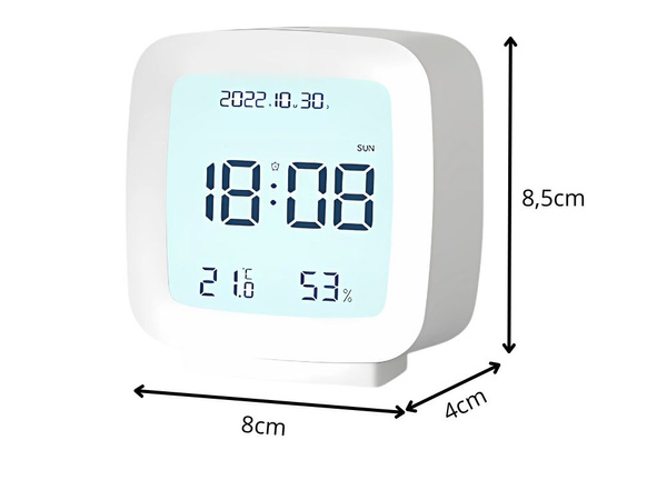 Despertador con fecha y temperatura con función snooze lcd humedad en el aire