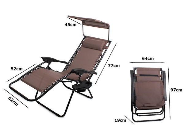 Chaise de plage pliante zero gravity 2in1 chair with canopy