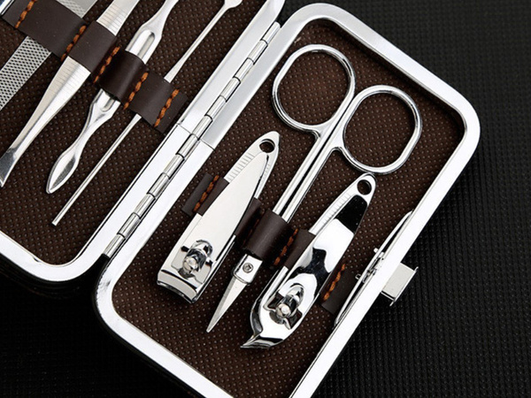 Nail art kit manicure holder case 7 items
