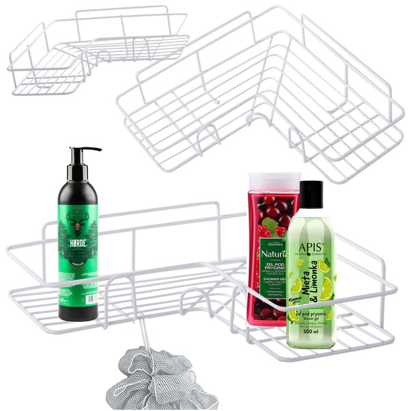 Loft esquina baño ducha estante gancho colgante blanco