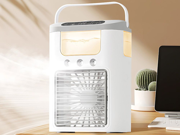 Ventilator de birou cu umidificator de apă usb rgb led 3 nivele de viteză