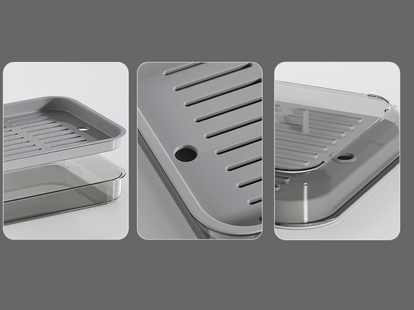 Two-layer kitchen tray drining rack for dishes vegetables fruit plastic