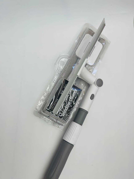 Window cleaner floor scraper rotating microfibre 2-in-1 telescopic