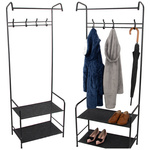 Standing clothes hanger for outerwear jackets shoes stand shelves