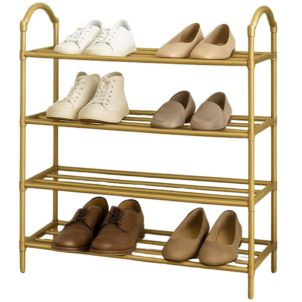 Estante para zapatos organizador de calzado armarios de dos pisos estantería dorada 4 niveles grande