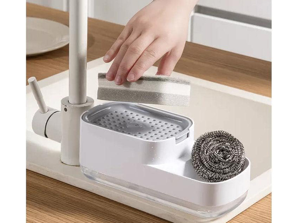 Indukcinis indų ploviklio dozatorius virtuvės kriauklei, dozatorius su kempine
