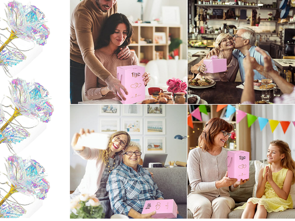 Mūžīgā roze stikla dāvanu dāvanu rezultātā luminiscējoša kaste stikla koka pamatne.