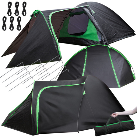 Tienda turismo 3 personas 2 entradas mosquitera camping impermeable