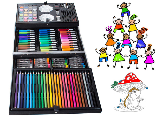 Mākslinieku komplekts gleznošanai kārbā 145 gab.