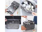 Cosmetic bag, hanging organizer for bathroom, with lock, hook and handle