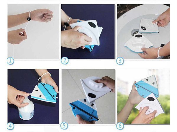 Doppelseitige scheibenwaschanlage mit magnetwischer